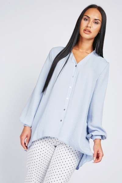 Ruffle Neckline Panel Blouse