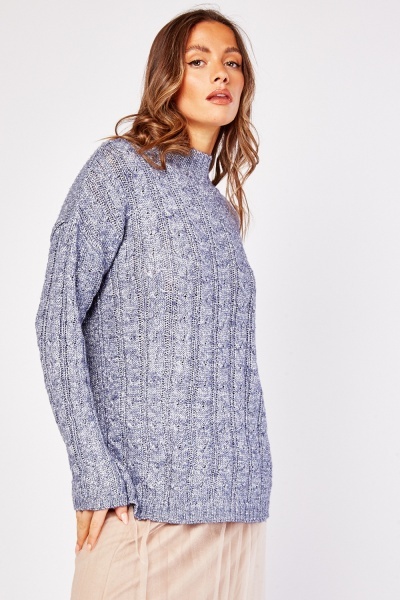 Cable Knit Metallised Fibres Insert Knitwear