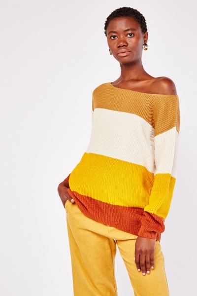 Colour Block Contrasted Knitted Jumper