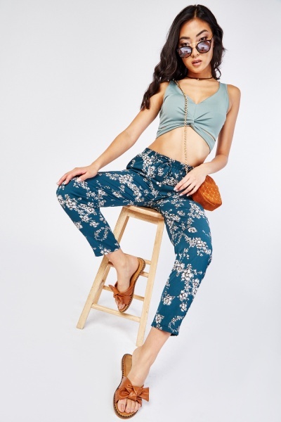 Floral Print Sheer Trousers