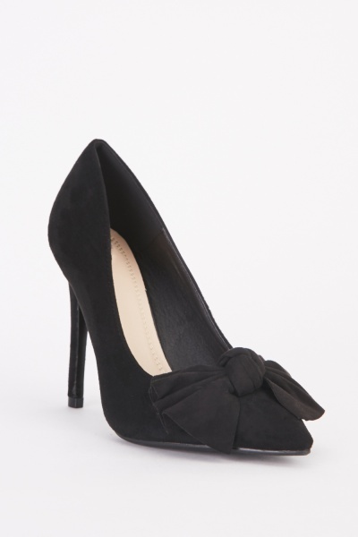 Knotted Bow Trim Court Heels