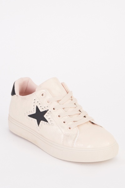 Shimmery Studded Star Detail Sneakers