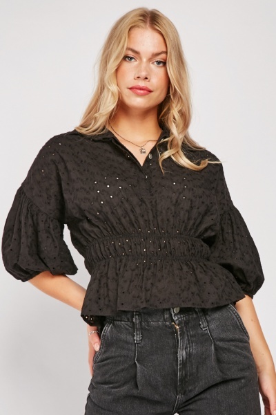 Embroidered Openwork Cotton Top
