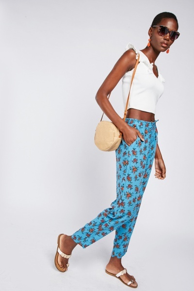 Floral Pattern Light Weight Trousers
