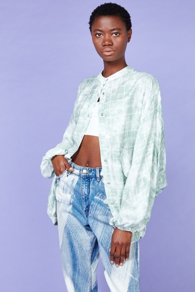 Grid Check Oversized Top