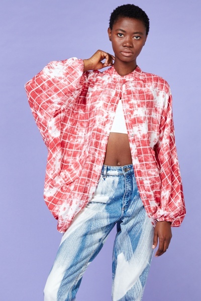 Grid Check Oversized Top