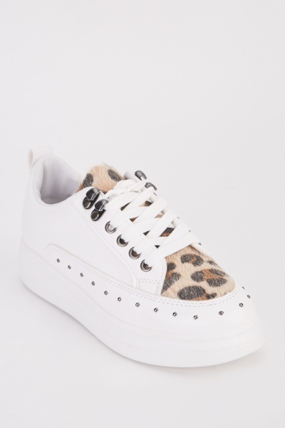 Leopard Textured Studded Chunky Trainers