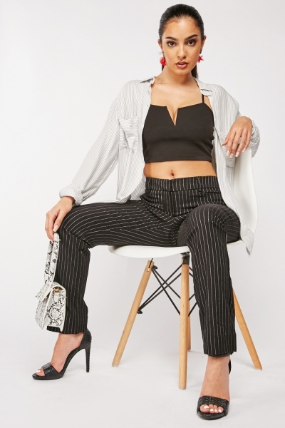 Petite Pinstriped Tailored Trousers