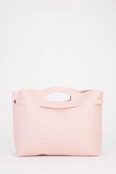 Textured Large Handbag In Light Pink