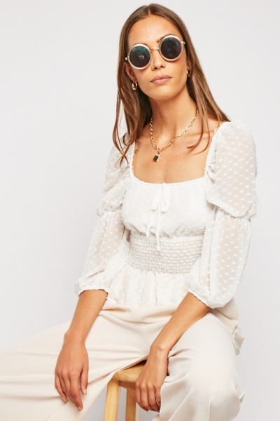 Bobble Textured Sheer Chiffon Top