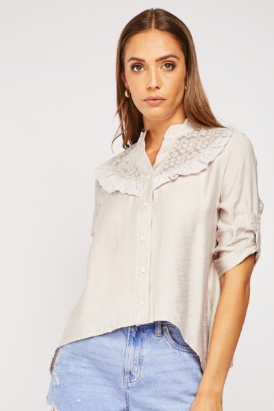 Broderie Mesh Contrast Top