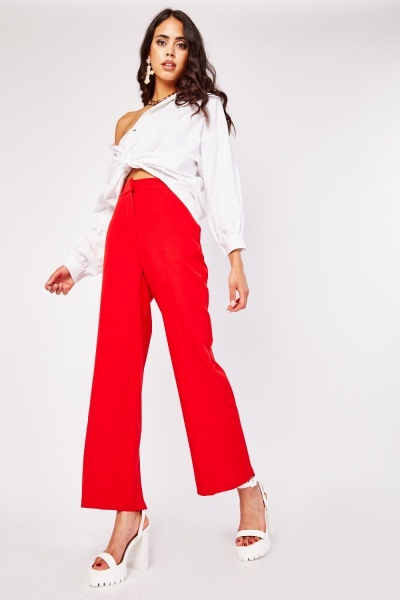 High Waist Tapered Straight Fit Trousers
