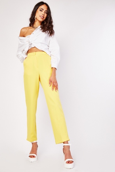 High Waist Tapered Straight Fit Trousers