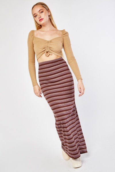 Horizental Striped Maxi Skirt