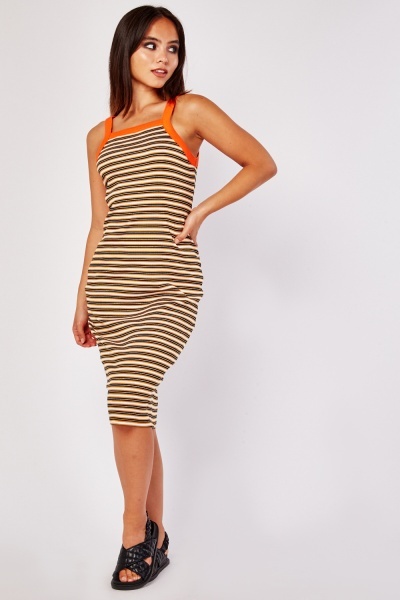 Striped Ribbed Cotton Dress
