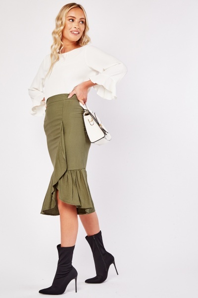 Ruffle Wrap Trim Skirt