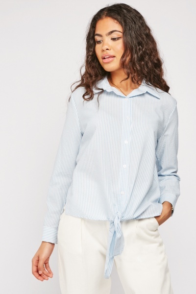 Textured Tie Up Waist Shirt