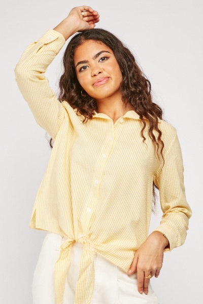 Textured Tie Up Waist Shirt