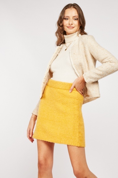 Eyelash Knitted Mini Skirt