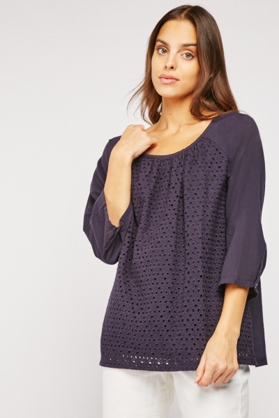 Anglaise Broderie Trim Blouse