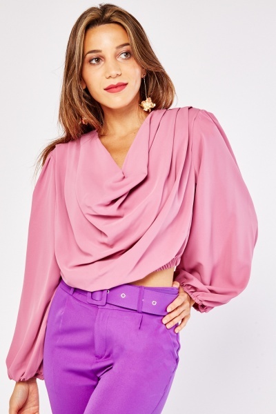 Cowl Neck Long Sleeve Blouse