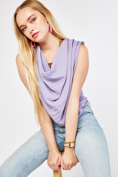 Cowl Neck Sleeveless Top