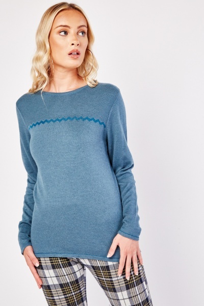 Lurex Zig-Zag Pattern Knit Sweater