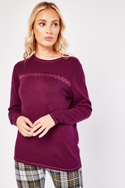 Lurex Zig-Zag Pattern Knit Sweater