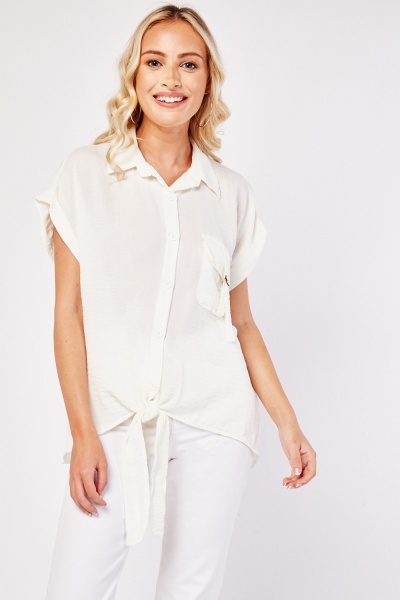 Tie Up Hem Short Sleeve Top