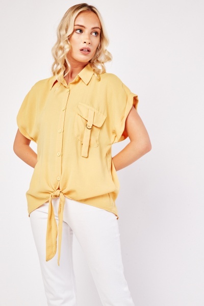 Tie Up Hem Short Sleeve Top