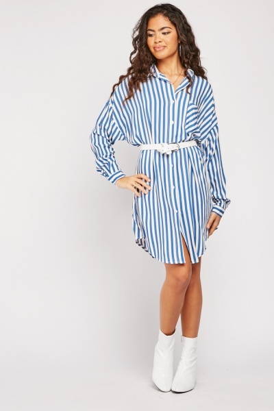 Vertical Striped Shirt Dress