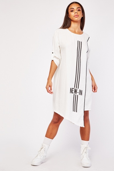 Striped Asymmetric Shift Dress