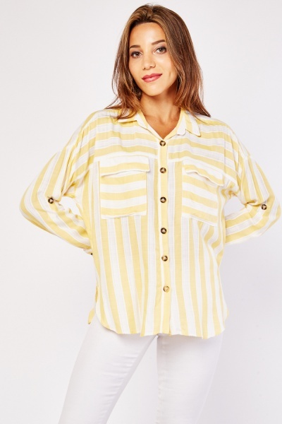 Striped Flap Pockets Shirt