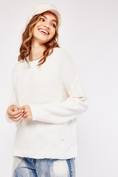 Textured Knitted Casual Jumper