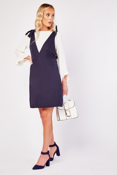 Tie Up Strap Pinafore Dress