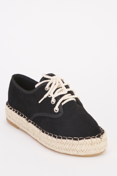 Perforated Lace Up Espadrilles