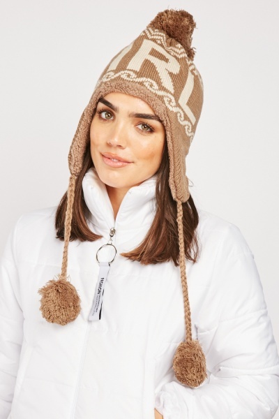 Pom-Pom Detail Woolly Trapper Hat