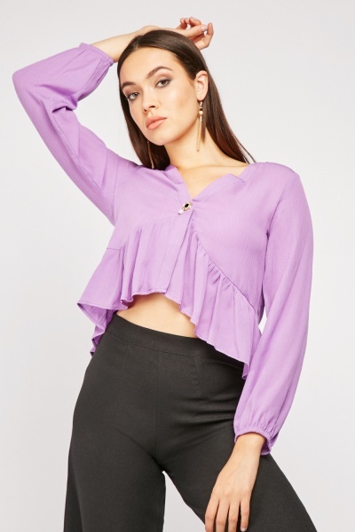 Textured Brooch Ruffle Blouse