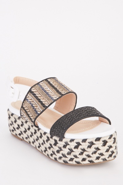 Contrasted Basket Weave Chunky Sandals