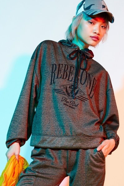 Embroidered Logo Speckled Hoodie