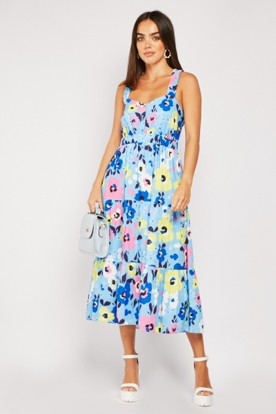 Sweetheart Strappy Floral Dress