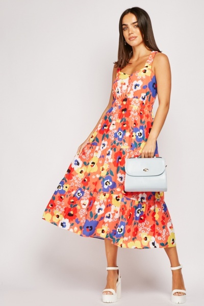 Sweetheart Strappy Floral Dress