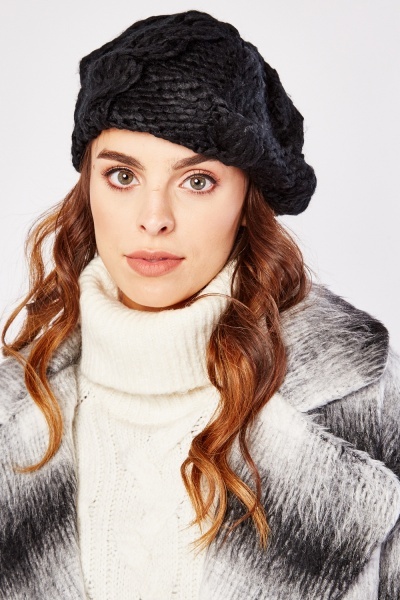 Chunky Loose Knit Beret Hat