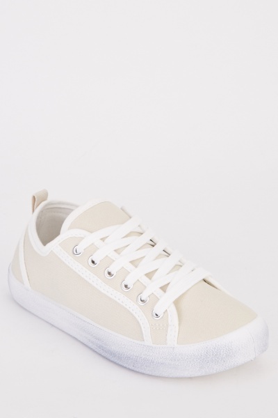 Contrasted Lace Up Canvas Plimsolls