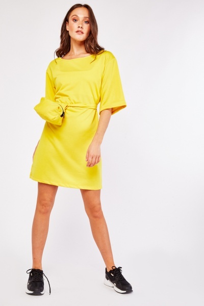 Pouch Bag Belted T-Shirt Dress