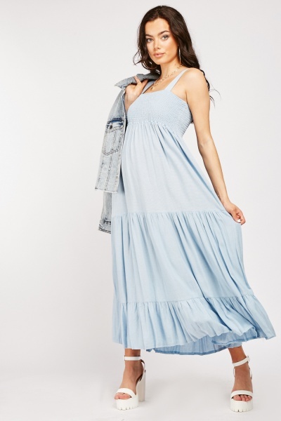 Elasticated Panel Maxi Tiered Dress