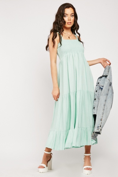 Elasticated Panel Maxi Tiered Dress