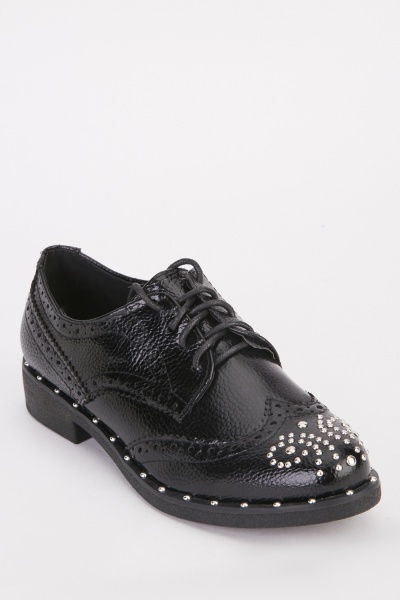 Studded Textured Oxford Shoes
