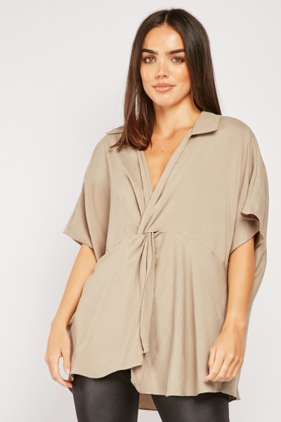 Twisted Front Loose Blouse