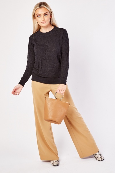 Shimmery Ribbed Trim Jumper